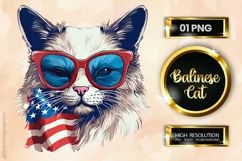 Balinese Cat | Patriotic Clipart | 4th of July Sublimation Product Image 1