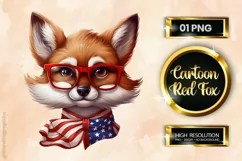 Cartoon Red Fox | Patriotic Clipart | 4th of July Product Image 1