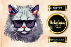 Nebelung Cat | Patriotic Clipart | 4th of July Product Image 2