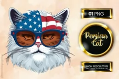 Persian Cat | Patriotic Clipart | 4th of July Product Image 1