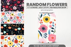 Random Flowers Glass Can Wrap,16 Oz Tumbler Sublimation Product Image 1