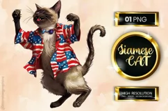 Siamese Cat | Patriotic Clipart | 4th of July Product Image 1