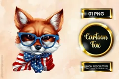 Cartoon Fox | Patriotic Clipart | 4th of July Product Image 1