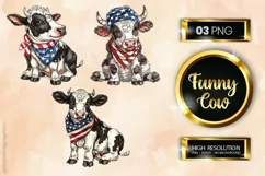 Funny Cow | Patriotic Clipart | 4th Of July Product Image 1