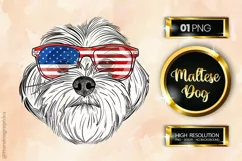 Maltese Dog | Patriotic Clipart | 4th of July Product Image 1