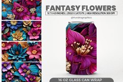 Fantasy Flowers Glass Can Wrap,16 Oz Tumbler Sublimation Product Image 1