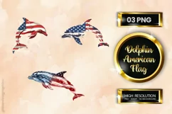 Dolphin American Flag| Patriotic Clipart | 4th of July Product Image 2