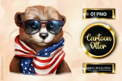 Cartoon Otter | Patriotic Clipart | 4th of July Product Image 1