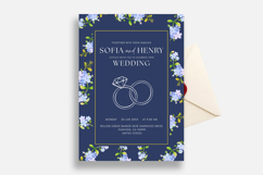 Navy Blue Floral Wedding Invitation Canva Template Product Image 1