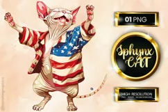 Sphynx Cat| Patriotic Clipart | 4th of July Product Image 1