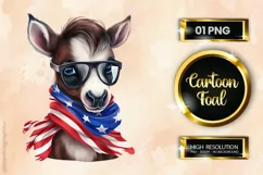 Cartoon Foal | Patriotic Clipart | 4th of July Product Image 1