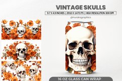 Vintage Skulls Glass Can Wrap,16 Oz Tumbler Sublimation Product Image 1