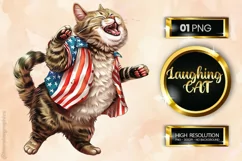 Laughing Cat | Patriotic Clipart | 4th of July Product Image 1