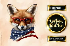 Cartoon Red Fox | Patriotic Clipart | 4th of July Product Image 1