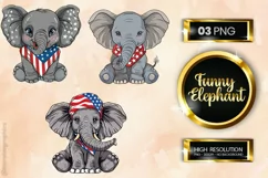 Funny Elephant| Patriotic Clipart | 4th of July Product Image 1