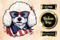 Bichon Frise Dog | Patriotic Clipart | 4th of July Product Image 1