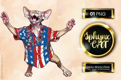 Sphynx Cat| Patriotic Clipart | 4th of July Product Image 1