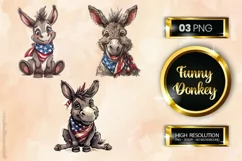 Funny Donkey | Patriotic Clipart | 4th of July Product Image 1