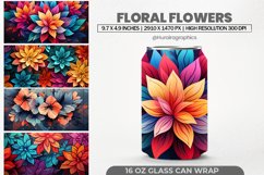 Floral Flowers Glass Can Wrap,16 Oz Tumbler Sublimation Product Image 1