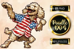 Poodle Dog | Patriotic Clipart | 4th of July Sublimations Product Image 1