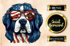 Saint Bernard Dog | Patriotic Clipart | 4th of July Product Image 1