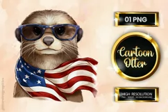 Cartoon Otter | Patriotic Clipart | 4th of July Product Image 1