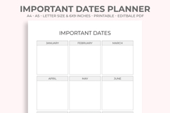 Important Dates Planner Printable Product Image 1