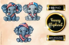 Funny Elephant| Patriotic Clipart | 4th of July Product Image 1