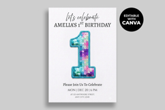 Rainbow Sequin Glitter 1st Birthday Invitation Product Image 1
