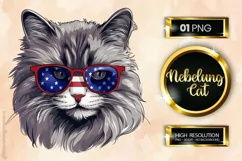 Nebelung Cat | Patriotic Clipart | 4th of July Product Image 1