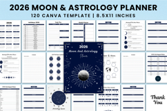 2026 Moon &amp; Astrology Planner KDP Interior Canva templates Product Image 1