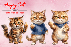Watercolor Angry Cat Finger Clipart Product Image 1
