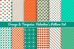 Orange and Turquoise Valentine&#039;s Seamless Pattern Set Product Image 1