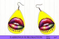 Mardi Gras Earring PNG. Lips Teardrop Earring PNG Product Image 1