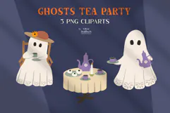 Cute Ghosts Clipart. Spooky Halloween Tea Party PNG Product Image 1