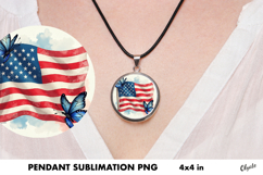 American Flag Sublimation. 4th July. Jewelry PNG Product Image 1