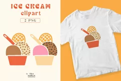 Sweet Ice Cream PNG. Cute Retro Ice Cream Cups Clipart Product Image 1