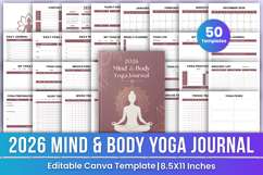 2026 Mind &amp; Body Yoga Journal Canva Templates Product Image 1
