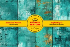 Teal Grunge Texture Seamless Pattern and Digital Paper Product Image 1
