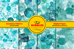 Teal Bubbles Seamless Pattern and Digital Paper Background Product Image 1