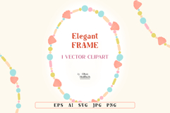 Cute Beaded Jewelry Vector Clipart Frame with Seashells Product Image 1