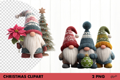 Cute Christmas Gnomes Clipart PNG Product Image 1