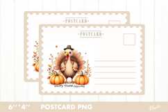 Thanksgiving Card PNG. Turkey Postcard PNG Product Image 1