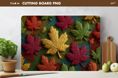 Fall Leaves Sublimation. Crochet Leaves Cutting Board PNG Product Image 1