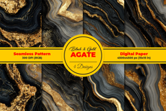 Black and Gold Agate Seamless Pattern and Digital paper Product Image 1