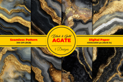 Black and Gold Agate Seamless Pattern and Digital paper Product Image 1