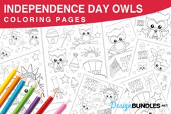 Independence Day Owls Coloring Pages - 8 jpg / pdf items Product Image 1