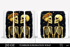 Golden Skeletons in Love PNG. Valentine Tumbler Wrap Product Image 1