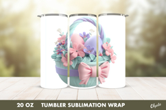Easter Basket Tumbler Sublimation, 20 OZ Tumbler Wrap Product Image 1