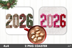 2026 Coaster PNG, Latch Hook Yarn Coaster PNG Product Image 1